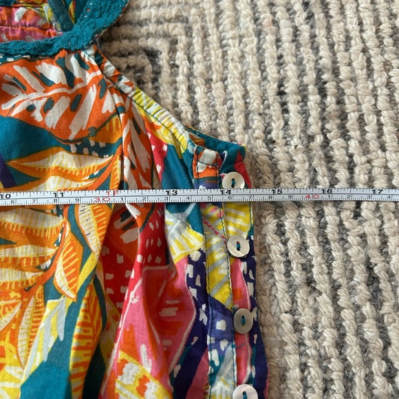 Cynthia Rowley Colorful Tropical Leaf Tank Top Vacation Beach Resort Cotton - Picture 5 of 8